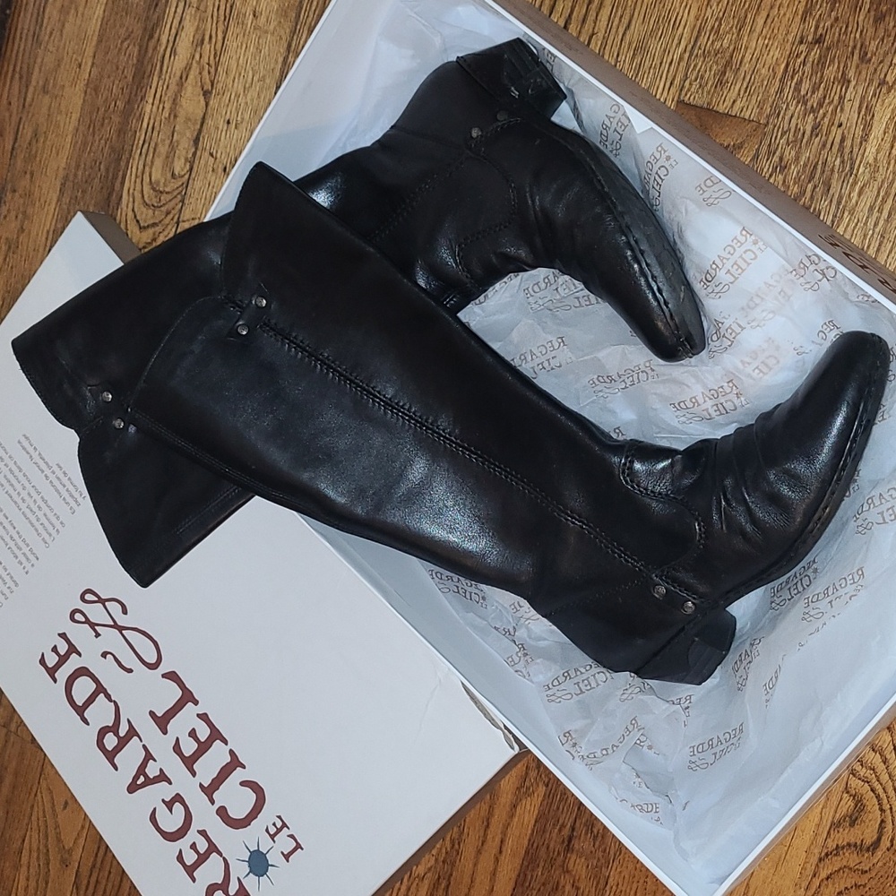 Regarde Le Ciel leather boots, Size 39/8.5, Black